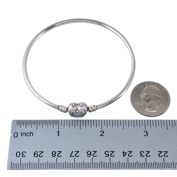 Vintage Pandora Sterling Silver 925 | Moments Heart Clasp Bangle Bracelet 8.25" - Picture 11 of 12